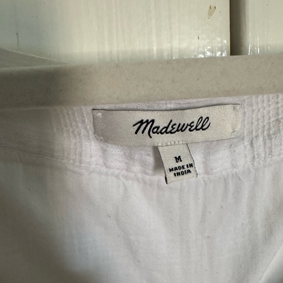 Madewell Puff Sleeve Cotton White Ruffled Short Sleeve Dress Medium - Picture 7 of 8